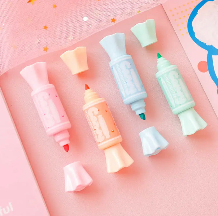 6pcs Mini Candy Shape Color Highlighters, Cartoon Candy Doodle Line Drawing Pen, Sugar Candy Color Highlighters 6pcs Mini Candy Shape Color Highlighters, Cartoon Candy Doodle Line Drawing Pen, Sugar Candy Color Highlighters